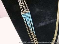 SOUTHWEST DESIGN LIQUID SILVER & BLUE BEADED NECKLACE, MULTI STRAND