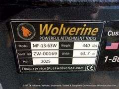 WOLVERINE SKID STEER MANURE FORK MODEL: MF-13-63W, S# ZW-00169