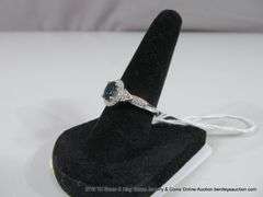 14K WHITE GOLD SAPPHIRE & DIAMOND DINNER RING, SIZE 7