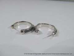 MATCHING SET: SILVER TONED BRACELET & EARRINGS W/ BLACK LEATHER GROOVE INLAY