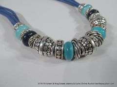 SOUTHWEST FASHION BLUE STONE & SILVER BEADED NECKLACE