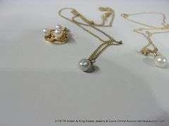 BAG: (1) 12K GOLD FILLED CHAIN W/ PEARL PENDANT, (1) GOLD CHAIN W/ PEARL PENDANT,