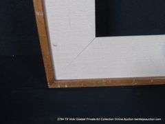 STAINED OAK, W/ THICK LINEN INLAY, WOODEN FRAME 28 X 35