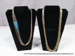 SOUTHWEST DESIGN LIQUID SILVER & BLUE BEADED NECKLACE, MULTI STRAND