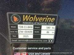 WOLVERINE SKID STEER 84” WIDE BUCKET ATTACHMENT, MODEL: TDB-11-84W, S# ZW-00409