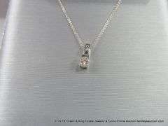 14K WHITE GOLD SIMPLE CHAIN NECKLACE W/ SINGLE DIAMOND DROP PENDANT