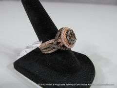 14KT ROSE GOLD LADIES' DINNER RING: CHOCOLATE & WHITE DIAMONDS, 1.95 TOTAL CT., SIZE 6 3/4
