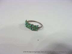 LOT: 4 SOUTHWEST SILVER & GREEN STONE JEWELRY - (2) RINGS, EARRINGS, ALL STERLING