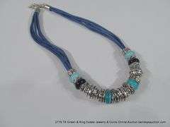 SOUTHWEST FASHION BLUE STONE & SILVER BEADED NECKLACE