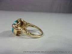 LOT: 3 PIECES 14K YELLOW GOLD TURQUOISE RING W/ MATCHING EARRINGS
