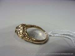 10K YELLOW GOLD, GREEN AMETHYST DIAMOND ACCENT RING, SIZE 8