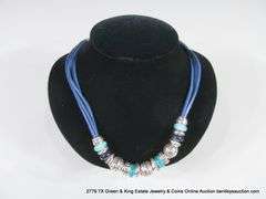 SOUTHWEST FASHION BLUE STONE & SILVER BEADED NECKLACE