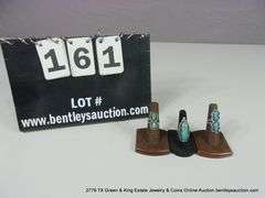 3 SOUTHWEST DESIGN SILVER & TURQUOISE RINGS: (1) 6.5, (2) 7.5 - 3 X MONEY