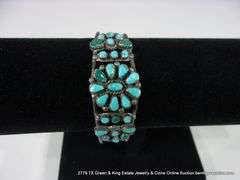 SILVER & MULTI-TONED TURQUOISE STONED BRACELET, SOUTHWEST FLORAL STYLE