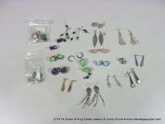 BAG: 20 PAIR SOUTHWEST DESIGN SILVER & STONE EARRINGS
