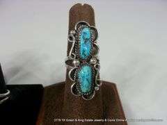 3 SOUTHWEST DESIGN SILVER & TURQUOISE RINGS: (1) 6.5, (2) 7.5 - 3 X MONEY