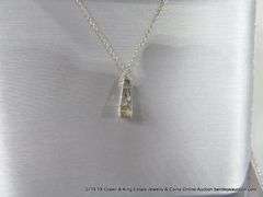 14K WHITE GOLD SIMPLE CHAIN NECKLACE W/ SINGLE DIAMOND DROP PENDANT