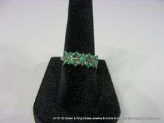 LOT: 4 SOUTHWEST SILVER & GREEN STONE JEWELRY - (2) RINGS, EARRINGS, ALL STERLING