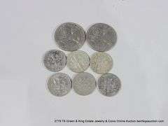 LOT 8 COINS: (6) ROOSEVELT DIMES, 1950'S, 1960'S, (2) BI-CENTENIAL WASHINGTON QUARTERS