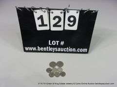 LOT 8 COINS: (6) ROOSEVELT DIMES, 1950'S, 1960'S, (2) BI-CENTENIAL WASHINGTON QUARTERS