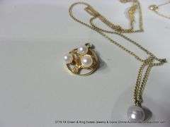 BAG: (1) 12K GOLD FILLED CHAIN W/ PEARL PENDANT, (1) GOLD CHAIN W/ PEARL PENDANT,