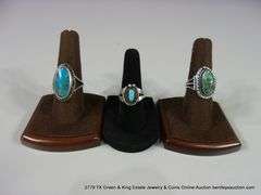 LOT 3: SILVER & MIXED TONED TURQUOISE STONED RINGS, SOUTHWEST DESIGN