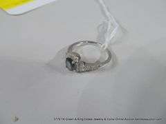 14K WHITE GOLD SAPPHIRE & DIAMOND DINNER RING, SIZE 7