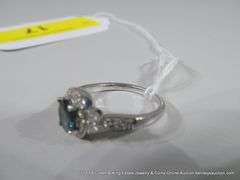14K WHITE GOLD SAPPHIRE & DIAMOND DINNER RING, SIZE 7