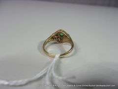 10K YELLOW GOLD, GREEN AMETHYST DIAMOND ACCENT RING, SIZE 8