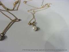 BAG: (1) 12K GOLD FILLED CHAIN W/ PEARL PENDANT, (1) GOLD CHAIN W/ PEARL PENDANT,