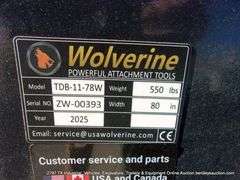 WOLVERINE SKID STEER 78” WIDE BUCKET ATTACHMENT, MODEL: TDB-11-78W, S# ZW-00393