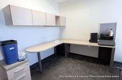 L-SHAPED DESK W/ OVERHEAD CABINET