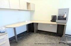 L-SHAPED DESK W/ OVERHEAD CABINET