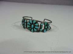 SILVER & MULTI-TONED TURQUOISE STONED BRACELET, SOUTHWEST FLORAL STYLE