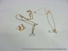 BAG: (1) 12K GOLD FILLED CHAIN W/ PEARL PENDANT, (1) GOLD CHAIN W/ PEARL PENDANT,