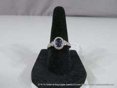 14K WHITE GOLD SAPPHIRE & DIAMOND DINNER RING, SIZE 7
