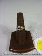 10K YELLOW GOLD, GREEN AMETHYST DIAMOND ACCENT RING, SIZE 8