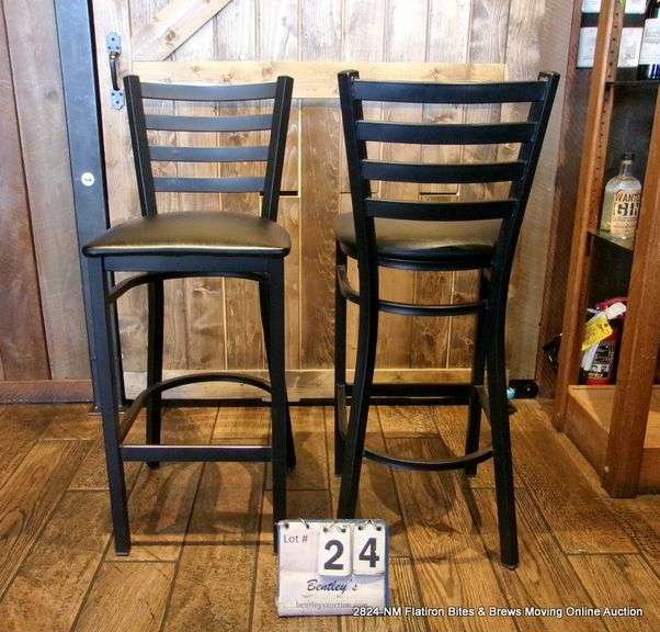 29" TALL RESTAURANT LADDER BACK BAR STOOL (ONLY 1 CHAIR - PIC IS FRONT & BACK VIEW)