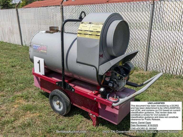 Frost Fighter Heater, Model IDH-500 QR, 490,000 BTU, uses #2 Furnace Oil.