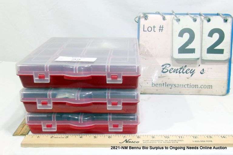 CLEAR & RED PLASTIC ORGANIZER - 13 SLOT - MISC HARDWARE (3X MONEY)