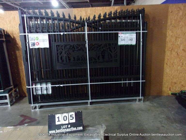 KJ ALL-METAL 20' X 7' BLACK POWDER COATED FARM DRIVEWAY GATES - DEER MOTIF