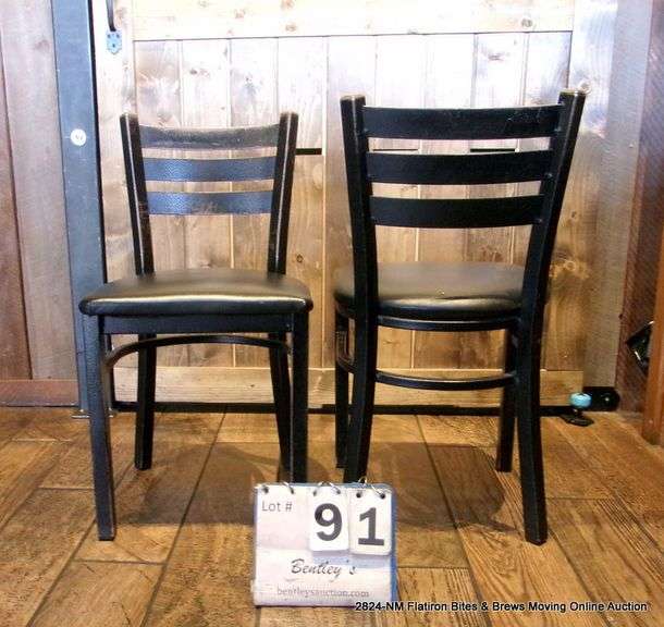 SHORT RESTAURANT LADDER BACK METAL CHAIR (ONLY 1 CHAIR - PIC IS FRONT & BACK VIEW)