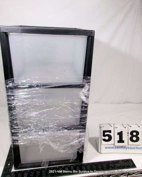 PLASTIC BIN SHELF, 3 DRAWER