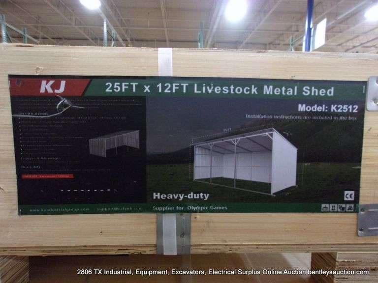 KJ ALL METAL K2512 25' X 12' STEEL LIVESTOCK METAL WEATHER SHED - WHITE
