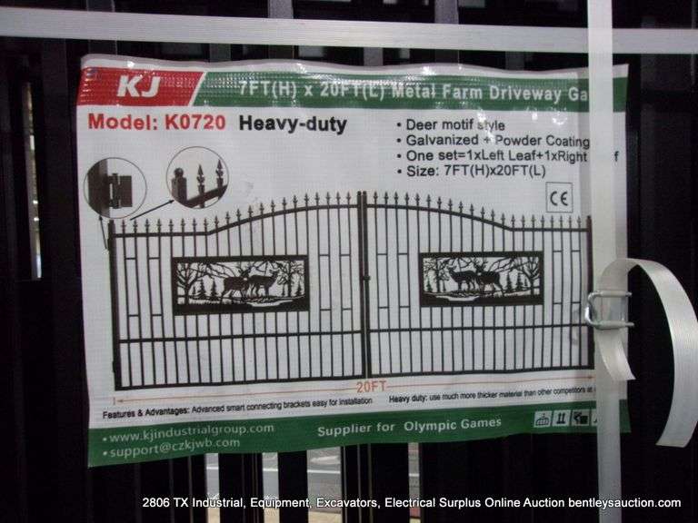 KJ ALL-METAL K0720 HEAVY DUTY BLACK POWDER GATED METAL FARM GATES - DEER MOTIF - 7' X 20'