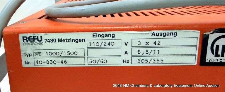LEYBOLD TURBO TRONIK NT 1000/1500 FREQUENCY CONVERTER