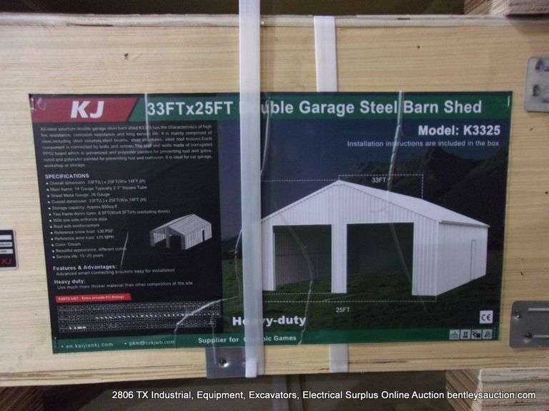 KJ ALL-METAL K3325 33' X 25' DOUBLE GARAGE STEEL BARN SHED - WHITE