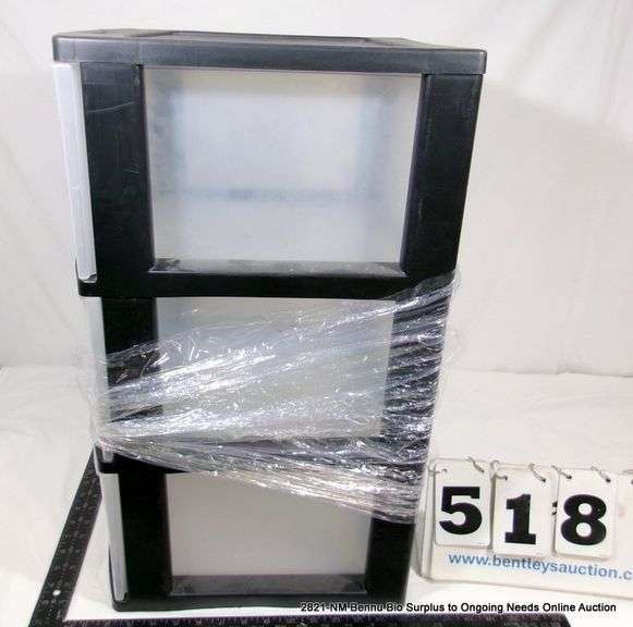 PLASTIC BIN SHELF, 3 DRAWER