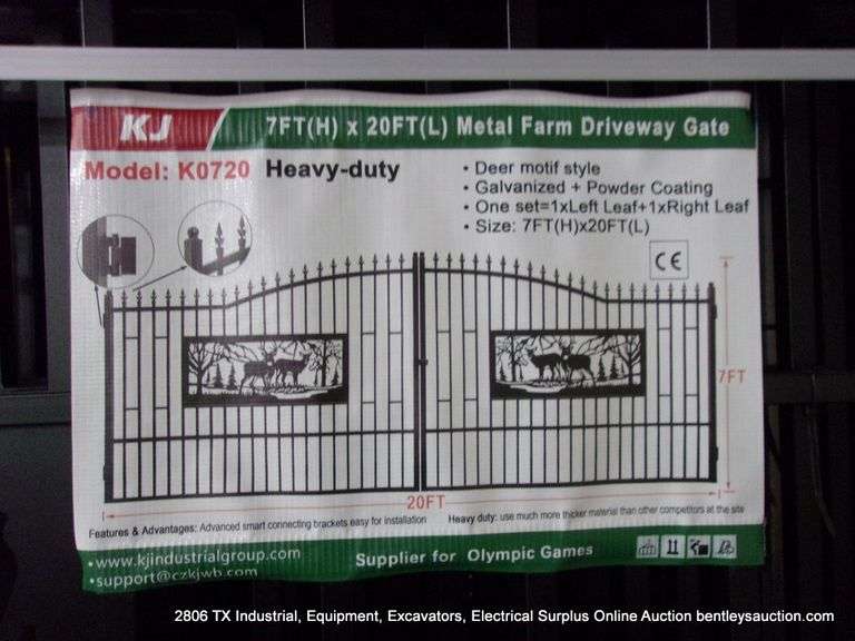KJ ALL-METAL 20' X 7' BLACK POWDER COATED FARM DRIVEWAY GATES - DEER MOTIF
