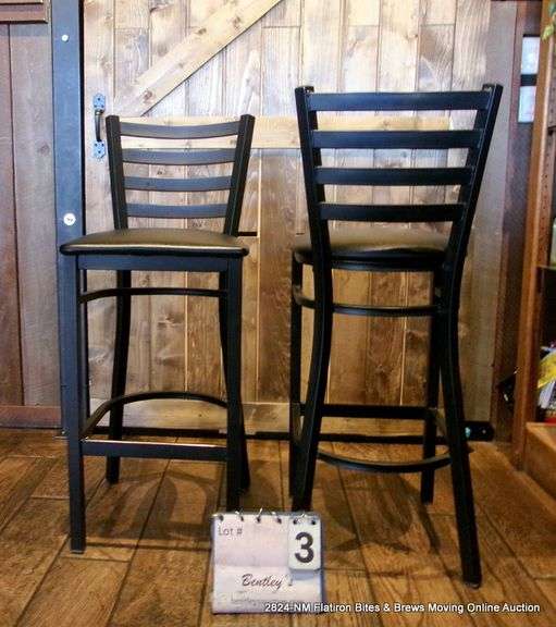 29" TALL RESTAURANT LADDER BACK BAR STOOL(ONLY 1 CHAIR - PIC IS FRONT & BACK VIEW)